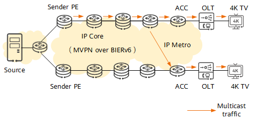 BIERv6 application in an IPTV scenario