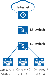 Networking diagram of interface-based VLAN assignment